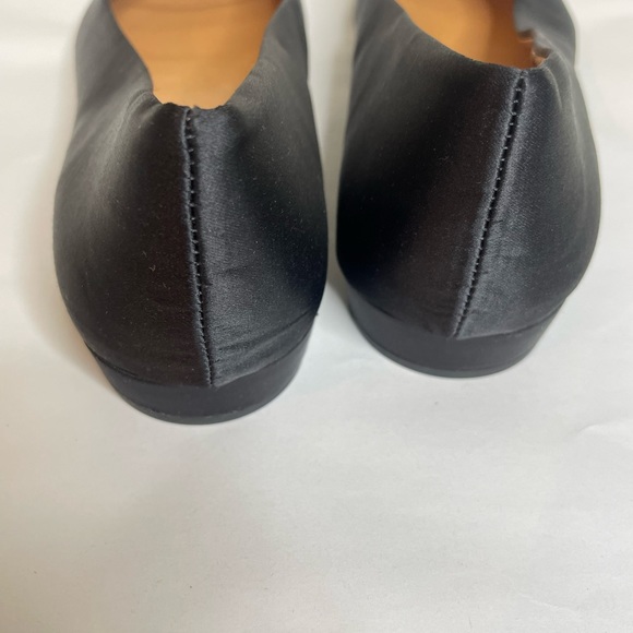 J.CREW Factory Satin Flat Pointy-Toe Shoe with Bow Black  Sz 8 - Picture 6 of 8